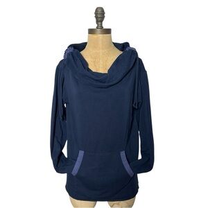 LTR BRANDS - Bamboo Navy Cowl Neck Hoodie – Yoga Athleisure Pullover